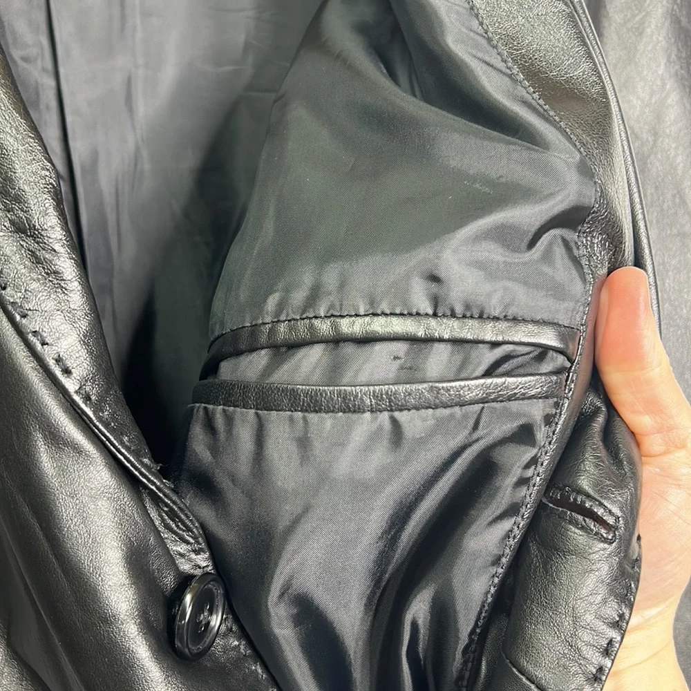 Pronto Uomo genuine leather shoulder pad pocketed blazer - Picture 11 of 11